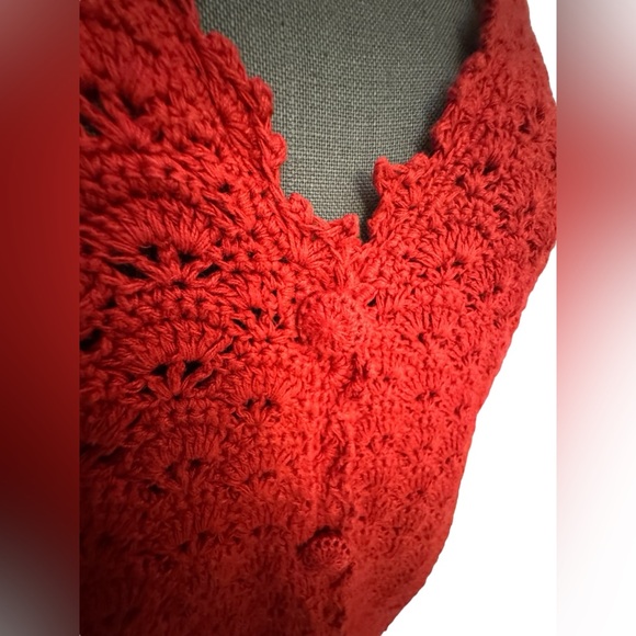 Lizsport Vintage Hand Crocheted Linen Cotton Vest Large - Picture 7 of 12